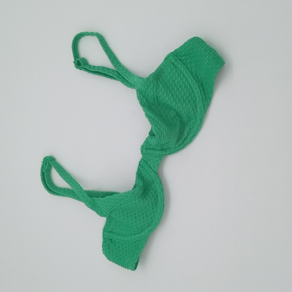 Aerie Jacquard Unlined Underwire Bikini Top Green XS